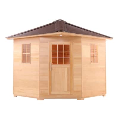 ALEKO 8 Person Canadian Hemlock Wet Dry Outdoor Sauna with Asphalt Roof