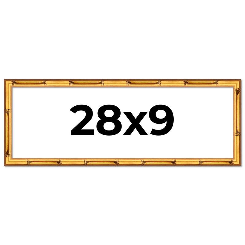 28x9 Frame Gold Bamboo Picture Frame Modern Photo Frame Includes UV Acrylic Shatter Guard Front Acid Free Foam Backing Board