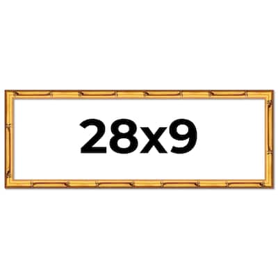 28x9 Frame Gold Bamboo Solid Wood Picture Frame | 1 Inch Moulding