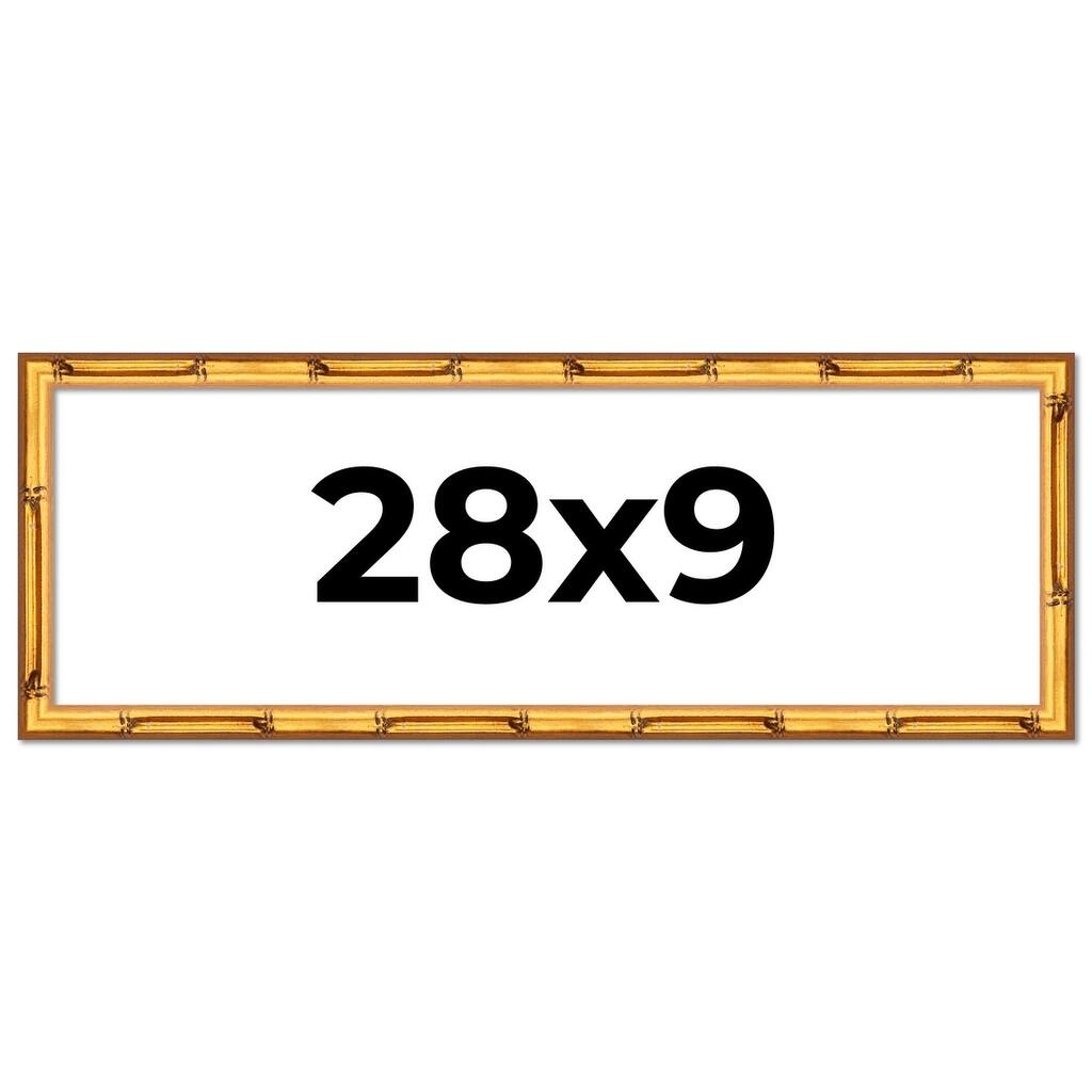 28x9 Frame Gold Bamboo Solid Wood Picture Frame | 1 Inch Moulding