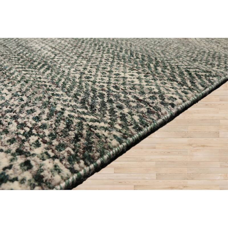 Ivory Contemporary Wool 8x10 Hand Knotted Geometric Style Area Rug - 8' 1'' x 10' 2''