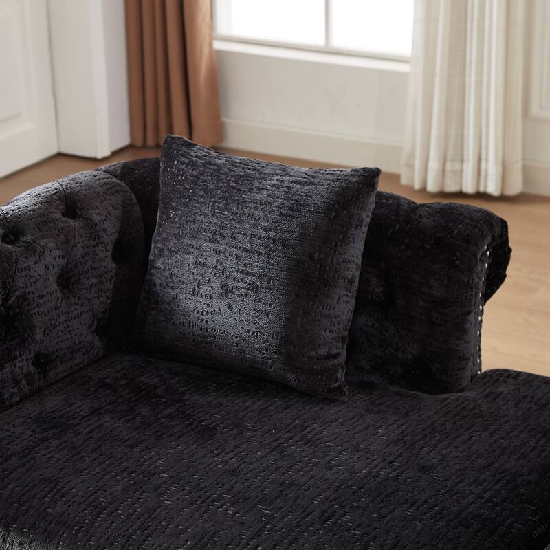 81" Button Tufted Sleeper Sofa Bed with Nailhead and Pillows