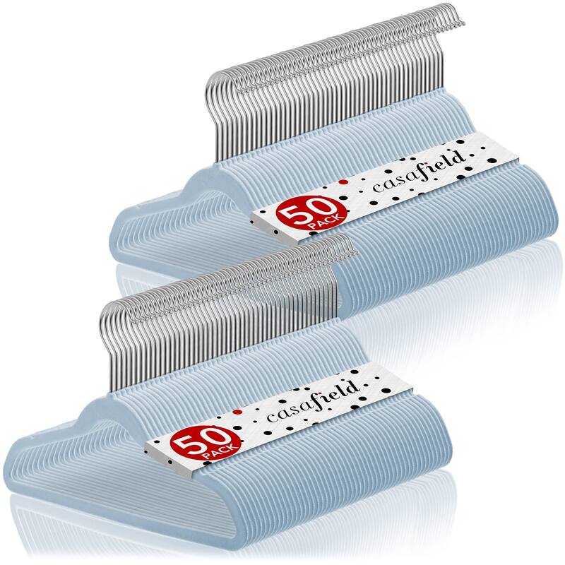 100 Velvet 14in Kids Hangers - Light Blue