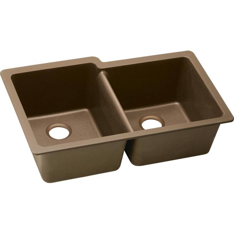 Elkay Quartz Classic 33" x 20-1/2" x 9-1/2", Offset Double Bowl Undermount Sink