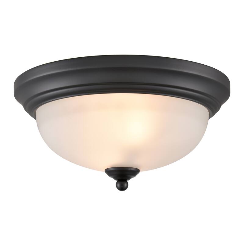 Elk Home Basics Black With White Glass 2 Light Flush Mount