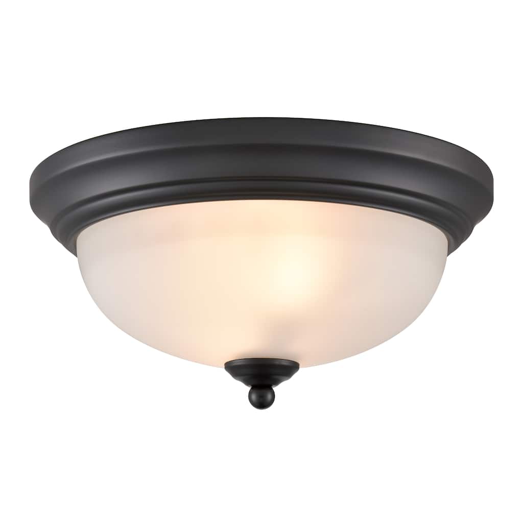 Elk Home Basics Black With White Glass 2 Light Flush Mount