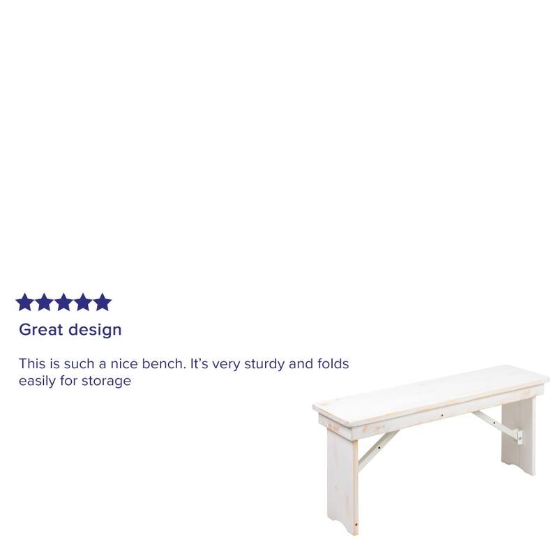 40" x 12" Antique Rustic Solid Pine Folding Farm Bench