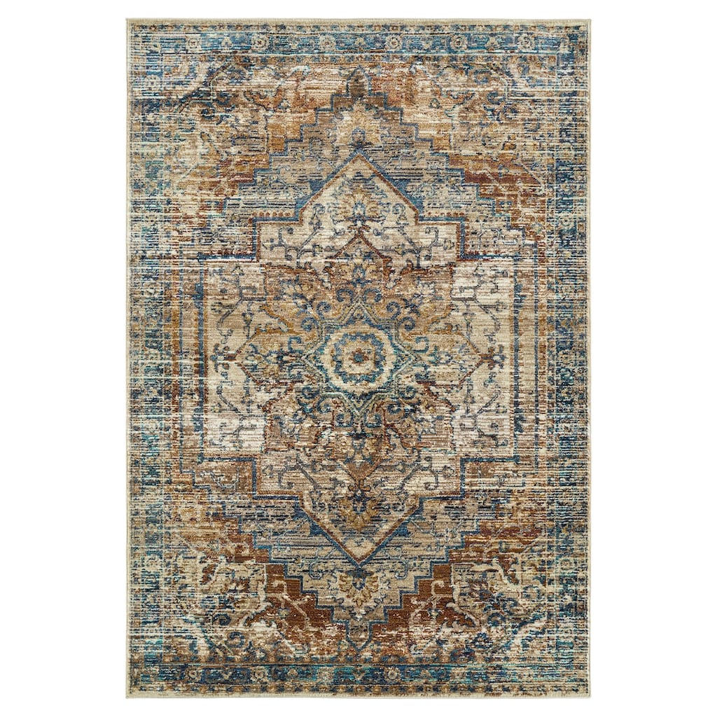 Contemporary Transitional Oriental Textured Distressed Cut Pile Rectangle Area Rug - 7.10x10.10