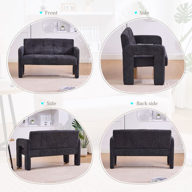 Modern 2-Seater Sofa Armchair with Chenille Fabric, for Living Rooms, Bedrooms, Lounges and Reading