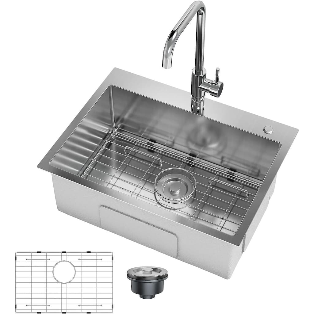 24"X18"X9" Undermount Kitchen Drop In Sink for Easy Installation with Faucet