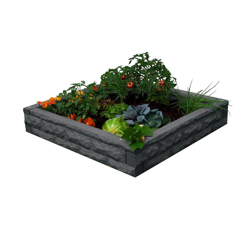 4' x 4' Faux Stone Self-Watering Raised Garden Bed