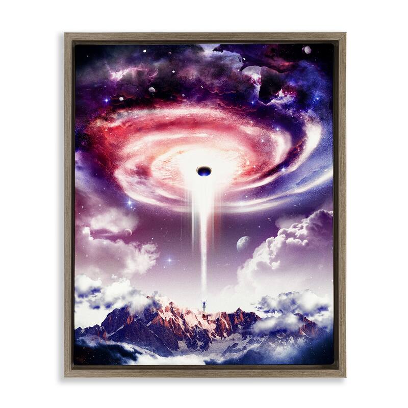 Stupell Surreal Space Nebula Rays Framed Floater Canvas Wall Art Design By Barrett Biggers - 17 x 21 - Brown