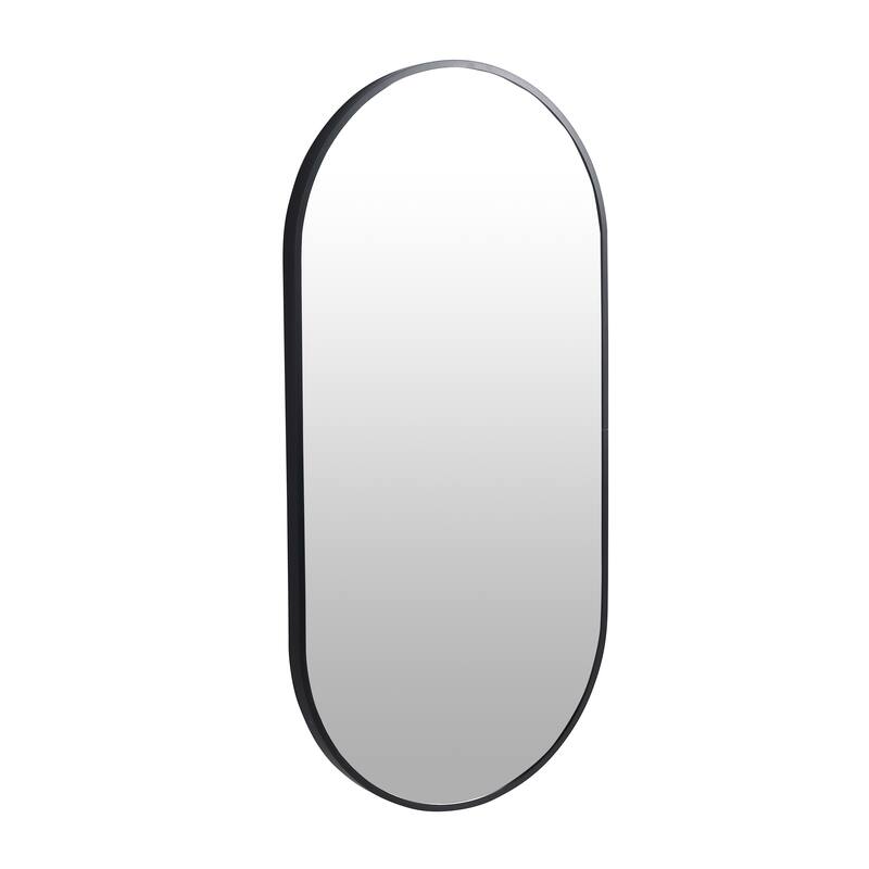 GDFStudio - Nolan Sleek Modern Bathroom Mirror with Durable Black Aluminum Frame and Crystal Clear Reflection - 18 x 35 Inch