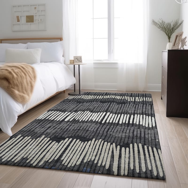 Premium Washable Super Soft Modern Sketches Mayfield Rug - Charcoal - 3' x 5'