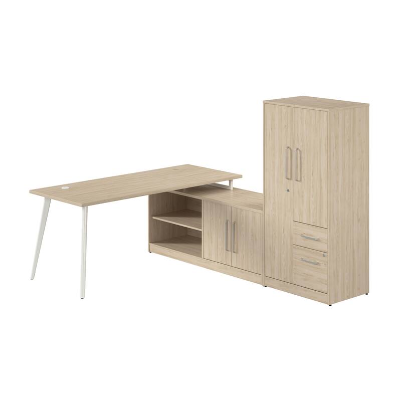 Bush Business Furniture Vista 72W L Shaped Desk with Cabinet, Wardrobe