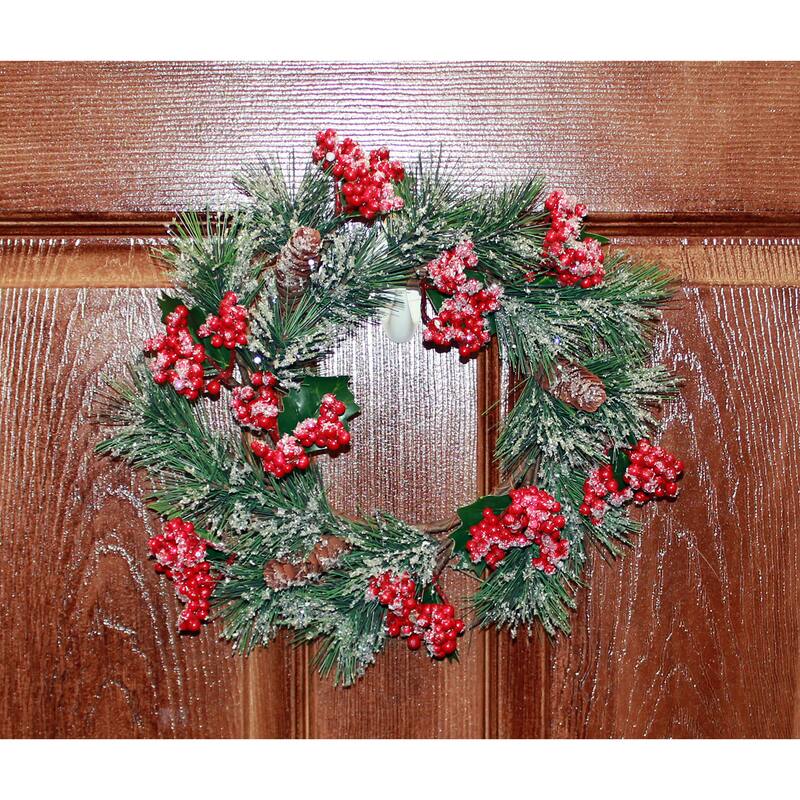 13" Artificial Christmas Mini Wreath And Centerpiece with Snow Berry and Pine - 13