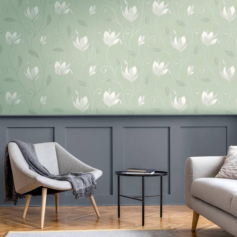 Fine Decor Synergy Light Green Floral Wallpaper