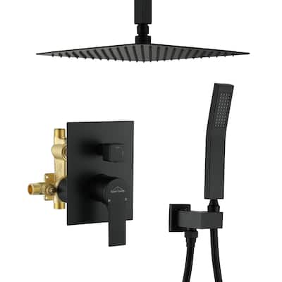 2.5 GPM 12 in. Ceiling Mount Dual Shower Heads with Pressure Balance Valve