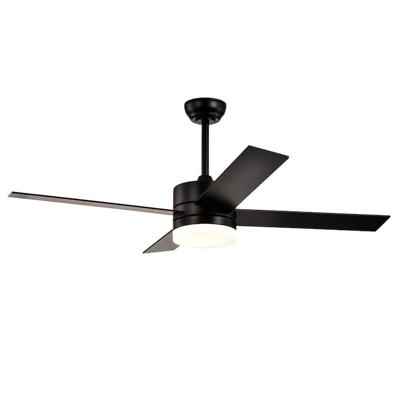 Matte Black 52 in. 6-Speed Integrated LED Indoor 4-Blade Ceiling Fan with Light Kit and Remote Control