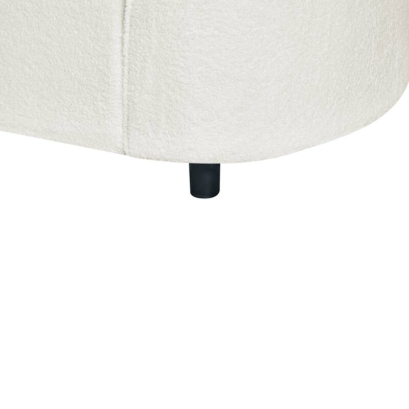 L-Shaped Curved Sectional Sofa, Boucle Upholstered 4-Seater Sofa, Corner Sofa with Pillows for Living Room, Apartment