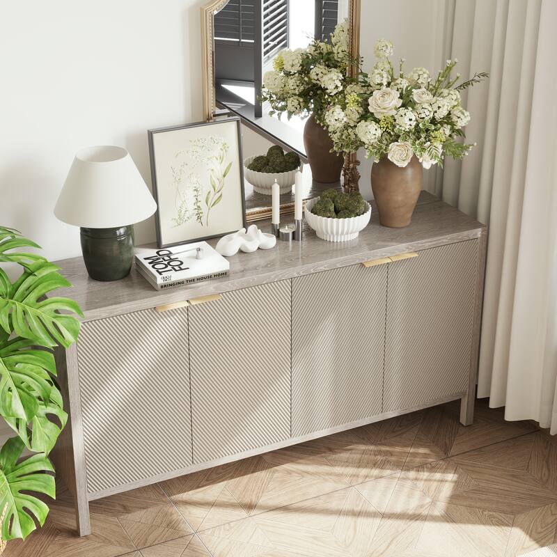 Modern 4-Door Sideboard with Adjustable Shelves, Scratch-Resistant Design, for Kitchen Entryway and Living Room