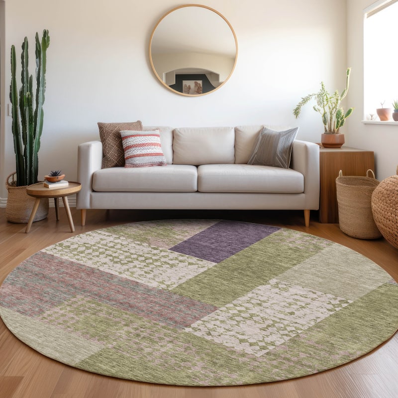 Premium Washable Super Soft Casual Geo Mayfield Rug - Green - 8' x 8'