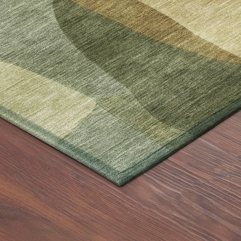 Machine Washable Indoor/ Outdoor Contemporary Layers Chantille Rug