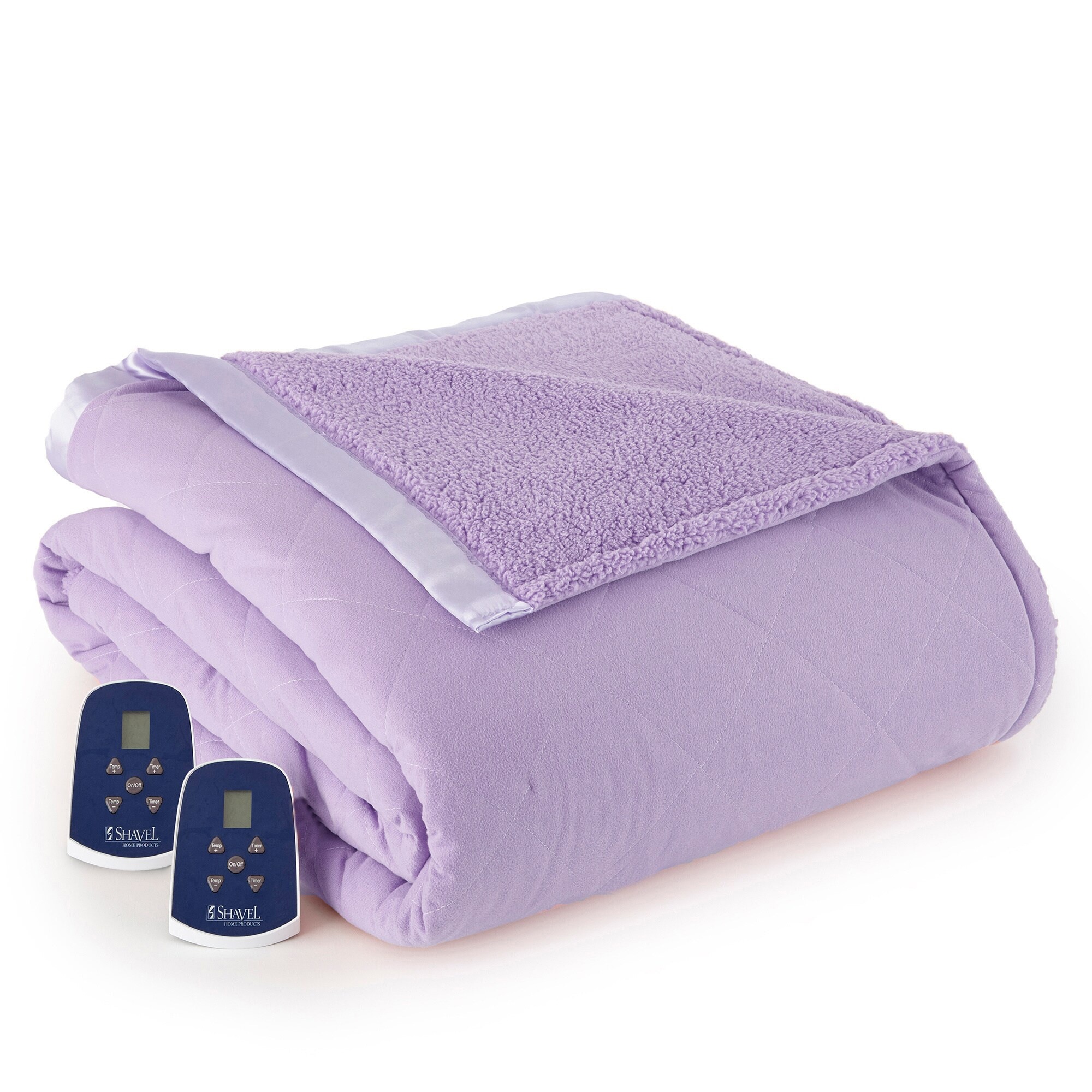 Shavel Quilted Micro Flannel to Sherpa 6 Layer Heated Electric Blanket