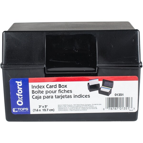 Oxford Plastic Index Card Box 3"X5"-Black, 300 Card Capacity