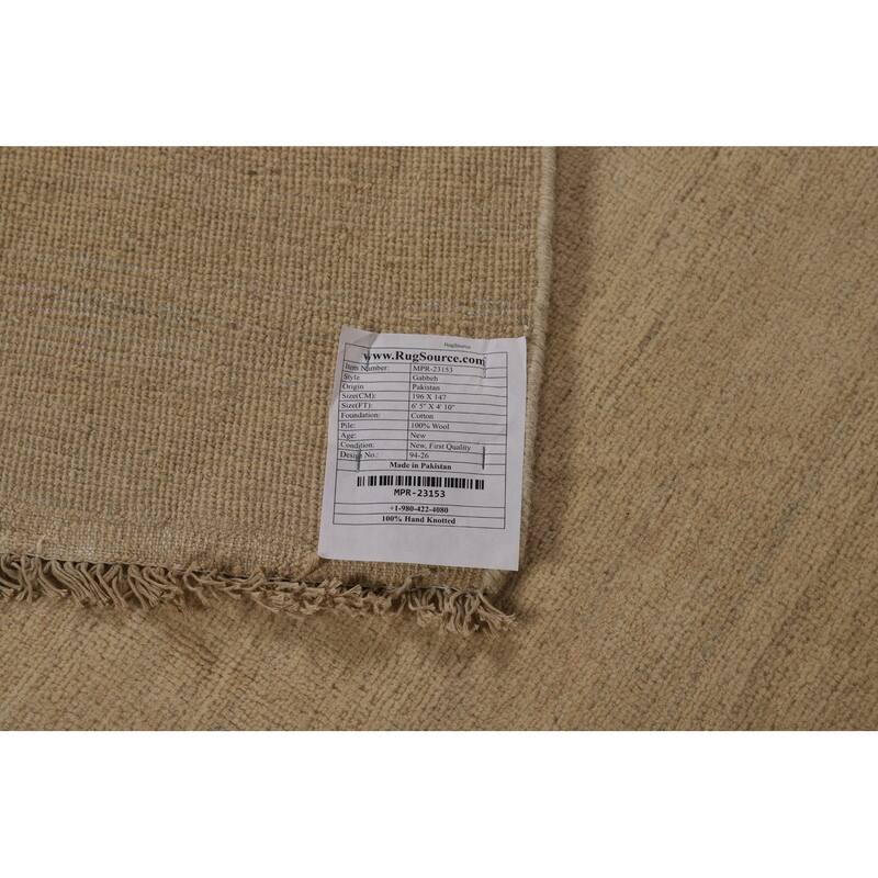 Solid Modern Gabbeh Oriental Area Rug Handmade Yellow Wool Carpet - 4'10" x 6'5"