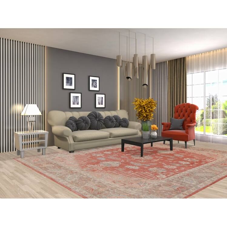 Hand Knotted Oriental 100% Wool Carpet Transitional Geometric Oranges & Rust Oushak Area Rug - 10' 2'' X 8' 4''