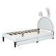 preview thumbnail 5 of 18, Twin Upholstered Leather Platform Bed with Rabbit Ornament Headboard & 2 Drawers Wooden Platform Bed for Kids Girls/Boys