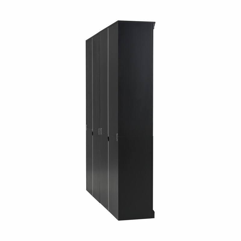 83" Tall Wood Bookcase Suite with Light Strip, 5-Tier Bookcase Suite with Adjustable Shelves