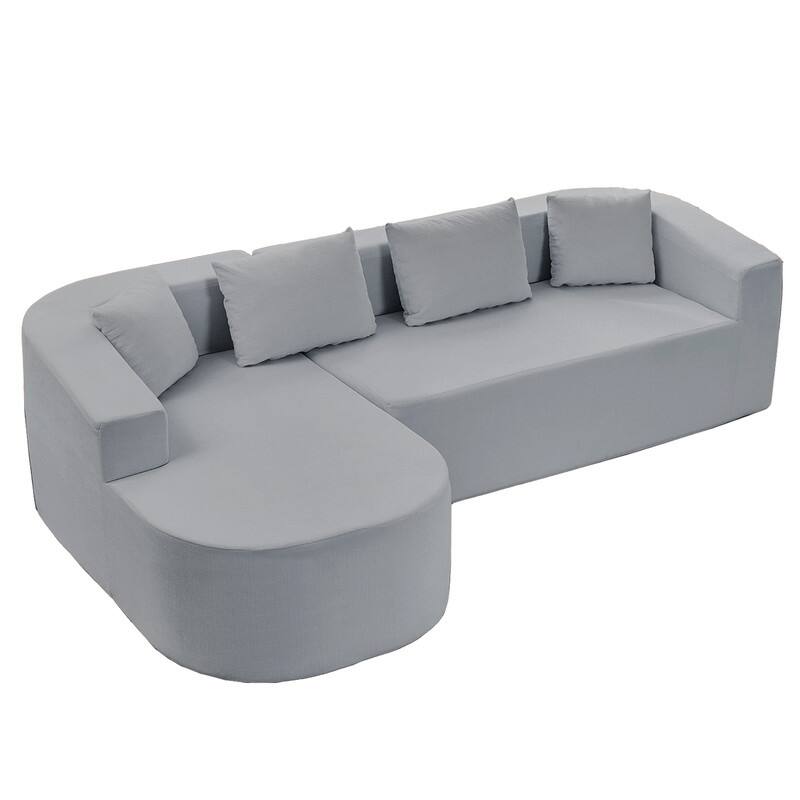 Mixoy 98 inch Chenille L Shape Sectional Sofa with Curved Chaise,Modern Cloud 3 Seater Sofa Couch