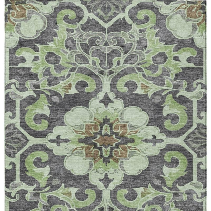 HomeRoots Damask Traditional Rectangle Outdoor Rug