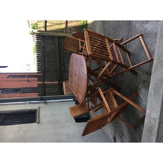 vidaXL Outdoor Dining Set 7 Piece Folding Solid Eucalyptus Wood Garden Patio