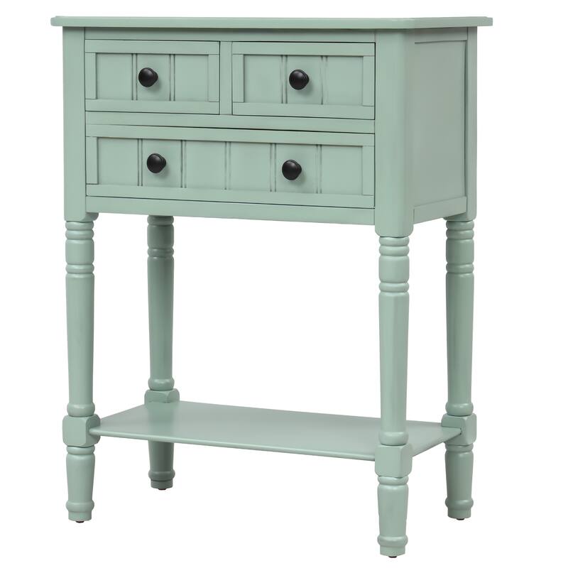 Narrow Console Table Slim Sofa Table with 3 Drawers and Bottom Shelf