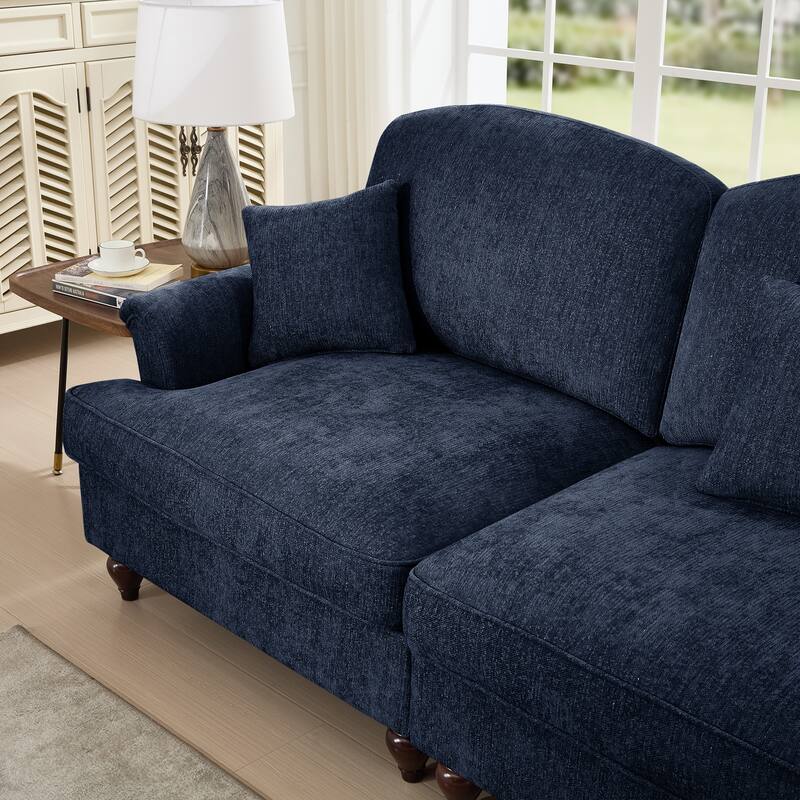 Chaise Lounge Sofa Loveseat Couch with Movable Ottoman, Elegant Loveseat Sofa Couch with Flared Armrests