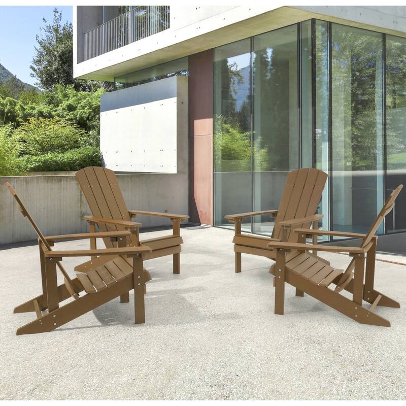 BONOSUKI Patio Adirondack Chair w/Cupholder,Weather Resistant-Set of 4