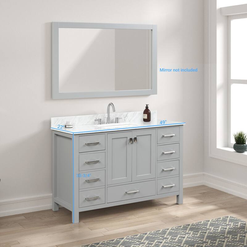 Blossom Geneva 48" Freestanding Bathroom Vanity with Marble Top & Sink