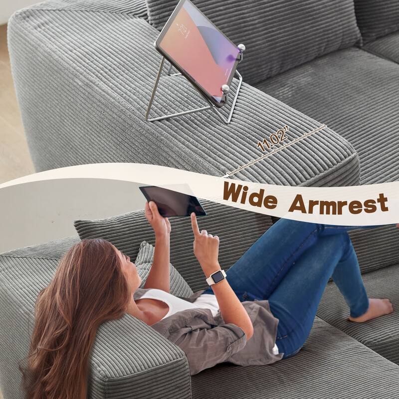 OVIOS Pit Stripes No Assembly Required Chaise Sofa