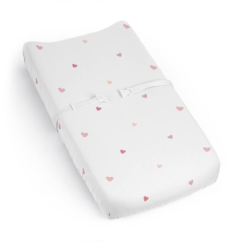 Sweet Jojo Designs Pink Boho Hearts Girl Changing Pad Cover Sheet Shabby Chic Polka Dot Bohemian for Boho Rainbow Collection