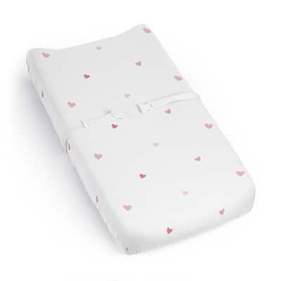 Sweet Jojo Designs Pink Boho Hearts Girl Changing Pad Cover Sheet Shabby Chic Polka Dot Bohemian for Boho Rainbow Collection