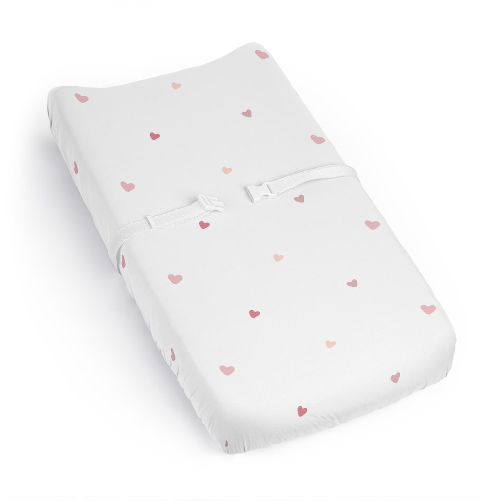 Sweet Jojo Designs Pink Boho Hearts Girl Changing Pad Cover Sheet Shabby Chic Polka Dot Bohemian for Boho Rainbow Collection