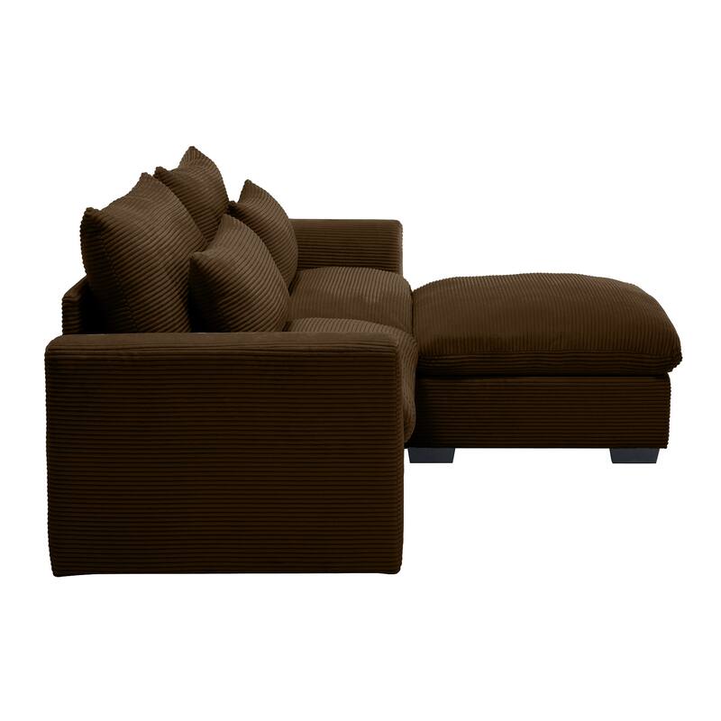Multifunctional Loveseat Set with Storage Ottoman, Modern Sectional Sofa Corduroy Upholstered Couch with Pillows