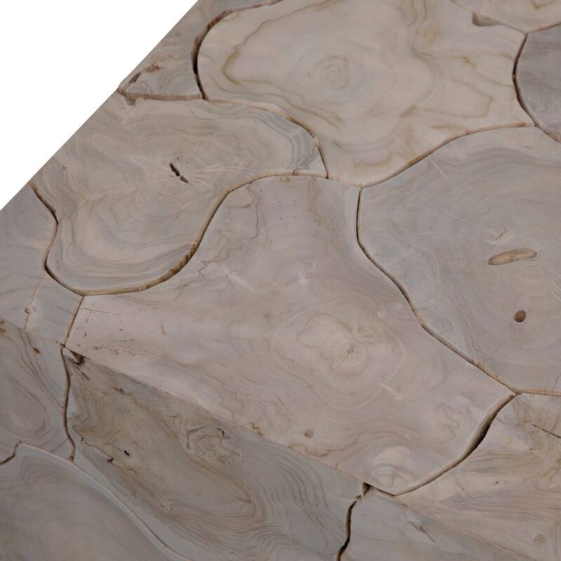 Scarlett 47-inch Rectangular Teak Root Block Style Coffee Table, Natural Finish