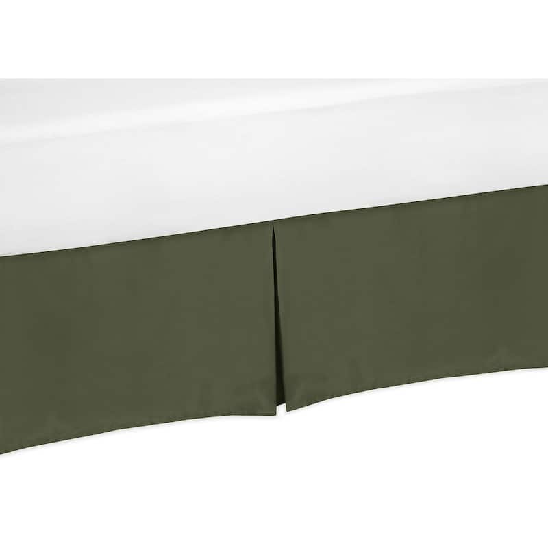 Dark Green Queen Bed Skirt for Woodland Camo Collecton Solid Color