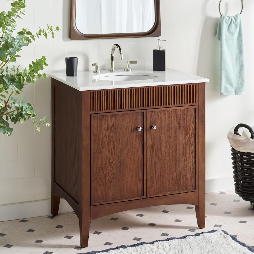 SEI Furniture Danielle 2-Door 30-Inch Vanity With Marble Top - 30"W x 22"D x 33"H