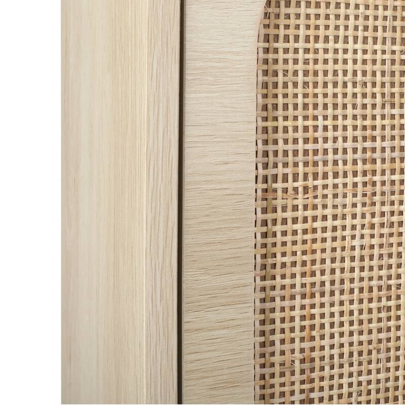 Freestanding Modern Shoe Rack Storage with 3 Natural Rattan Door