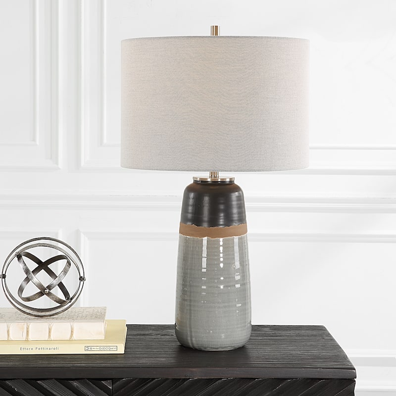 Uttermost Coen Gray Table Lamp - 26"H,   Shade 10"H x 15"Dia.
